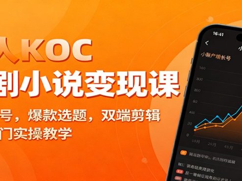 素人KOC短剧小说变现课：账号起号，爆款选题，双端剪辑，千万热门实操教学