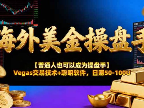 海外美金操盘手技术【普通人也可以成为操盘手】Vegas交易技术+聪明软件，日赚50-100U