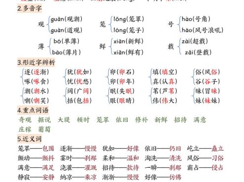 25秋四上语文1-8单元全册重要知识点梳理（24页）
