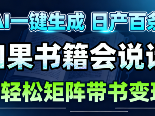 AI书籍会说话，轻松带书变现，月入3W+