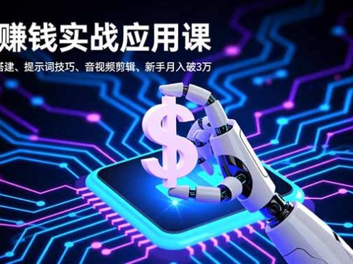 AI赚钱实战应用课，智能体搭建、提示词技巧、音视频剪辑，新手月入破3万