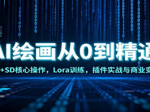 AI绘画从0到精通:MJ+SD核心操作, Lora训练,插件实战与商业变现