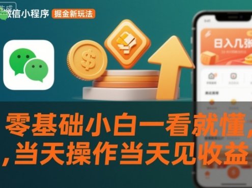 微信小程序掘金新玩法,日入几张,零基础小白一看就懂,当天操作当天见收益【揭秘】