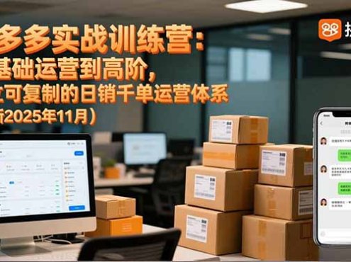 拼多多实战训练营：从基础运营到高阶，建立可复制的日销千单运营体系(更新11月