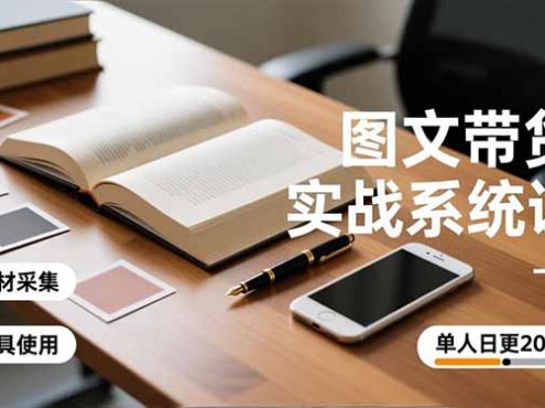 图文带货实战系统课,工具使用、素材采集、防同质化,单人日更20条月入3w+