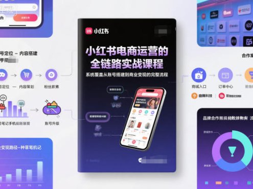 小红书电商运营的全链路实战课程，系统覆盖从账号搭建到商业变现的完整流程