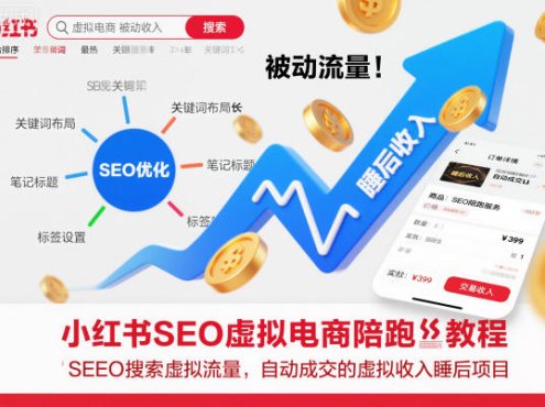 小红书SEO虚拟电商陪跑教程，实现seo搜索被动流量，自动成交的被动收入睡后项目