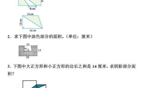 五年级上数学数学阴影面积专项训练