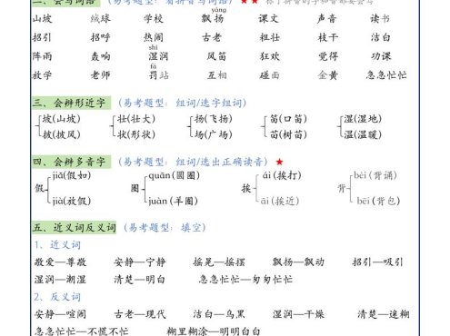 25新三上语文1-8单元知识点考点汇总（24页）