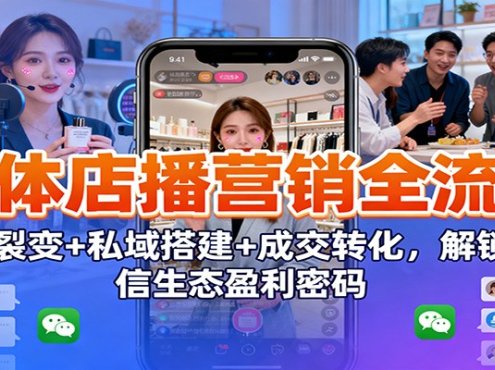 实体店播营销全流程：获客裂变+私域搭建+成交转化，解锁微信生态盈利密码