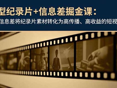 大型纪录片+信息差掘金课：利用信息差将纪录片素材转化为高传播、高收益的短视频