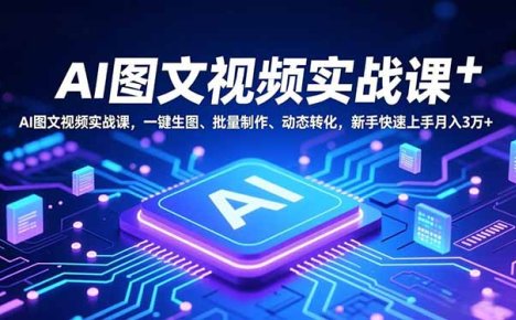 AI图文视频实战课，一键生图、批量制作、动态转化，新手快速上手月入3万+
