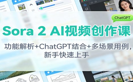Sora 2 AI视频创作课：功能解析+ChatGPT结合+多场景用例，新手快速上手