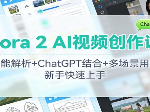 Sora 2 AI视频创作课：功能解析+ChatGPT结合+多场景用例，新手快速上手