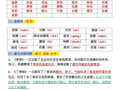 六上语文复习重点晨读单(16页)