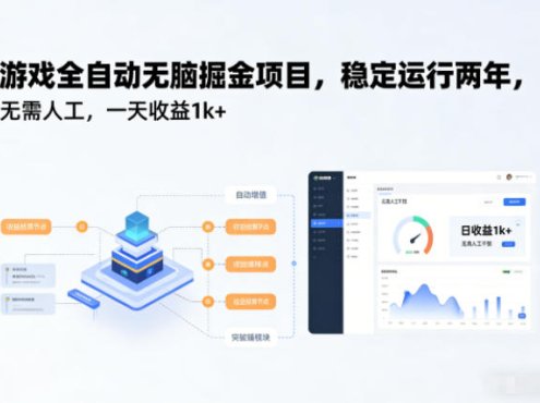 游戏全自动无脑掘金项目，稳定运行两年，无需人工，一天收益1k+【揭秘】