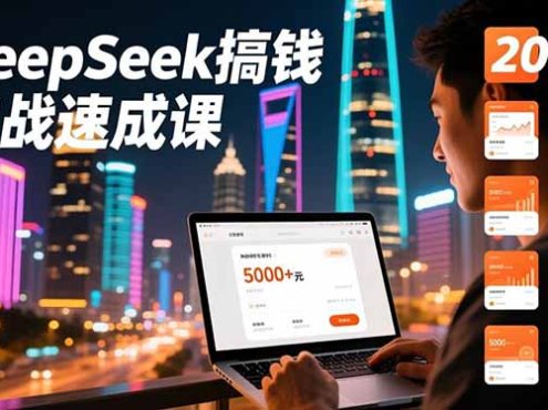 DeepSeek搞钱实战速成课,20+内容模板、剪辑发布、带货闭环,首月收益超过5000元