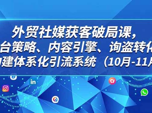 外贸 社媒获客破局课,平台策略、内容引擎、询盘转化,构建体系化引流系统(10月-11月