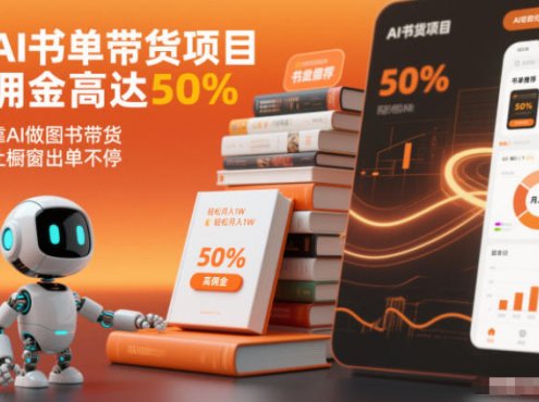 AI书单带货项目,佣金高达50%,靠AI做图书带货,让橱窗出单不停,轻松月入1W