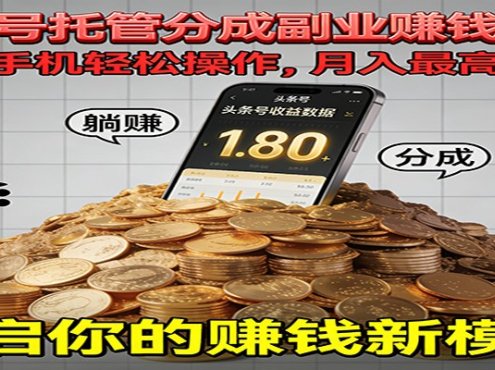 全程托管今日头条,一部手机就可以开干,最高躺赚1W+