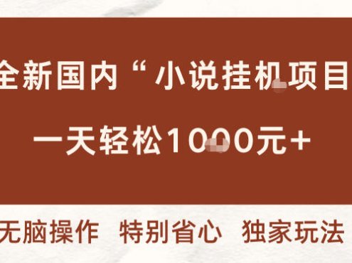 全新国内小说挂G项目,多窗口无脑跑,一天轻松1k+,特别省心【揭秘】