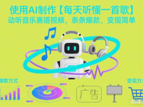 使用AI制作【每天听懂一首歌】动听音乐赛道视频,条条爆款,变现简单