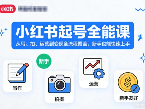 小红书起号全能课,从写、拍、运营到变现全流程覆盖,新手也能快速上手