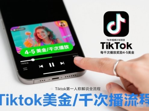 TK中视频计划项目,Tiktok第一人称解说流程,每干次播放奖励4-5美金
