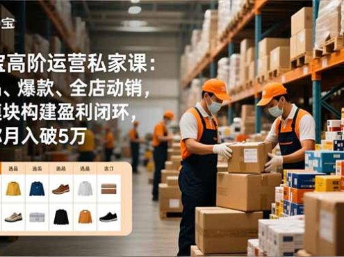 淘宝高阶运营私家课:选品、爆款、全店动销,三模块构建盈利闭环,助你月入破5万
