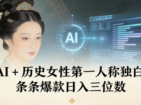 AI+历史女性第一人称独白，条条爆款日入三位数