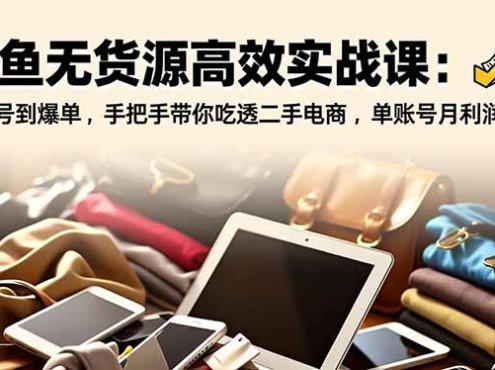 闲鱼无货源高效实战课:从起号到爆单,手把手带你吃透二手电商,单账号月利润破万