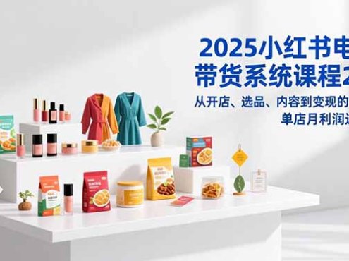 2025小红书电商带货系统课程2.0，从开店、选品、内容到变现的闭环，单店月利润达2万