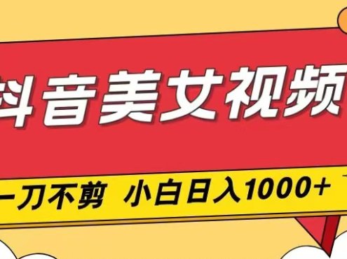 抖音美女视频,一刀不剪,两分钟一条视频,小白轻松上手,日入1000