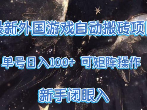 最新外国游戏自动搬砖项目，单号100+，可以矩阵操作，新手也可做【揭秘】
