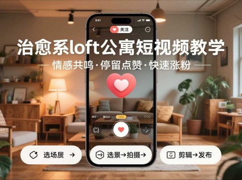 治愈系loft公寓短视频制作教学，情感共鸣引停留点赞关注，快速起号涨粉