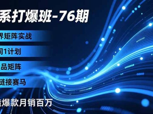 淘系打爆班-76期，无界矩阵实战，1词1计划、竞品矩阵、多链接赛马，打造爆款月销百万