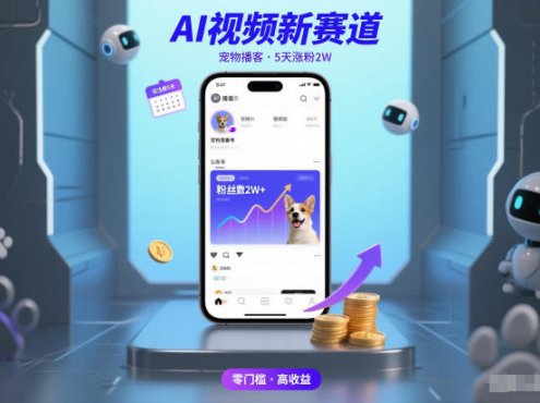 AI视频新赛道,宠物播客仅注册5天涨粉2W,收益非常可观