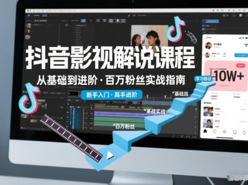 抖音百万粉丝影视解说课程，基础到进阶课，适合新手和进阶学习