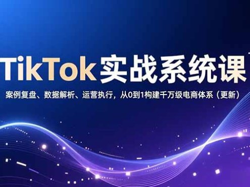TikTok实战系统课，案例复盘、数据解析、运营执行，从0到1构建千万级电商体系(更新