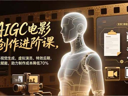 AIGC电影创作进阶课，剧本视觉生成、虚拟演员、特效后期，技术赋能，助力制作成本降低70%