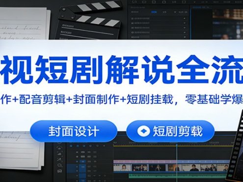 影视短剧解说全流程：文案创作+配音剪辑+封面制作+短剧挂载，零基础学爆款解说