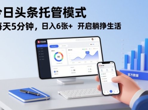 今日头条托管模式，每天5分钟，日入6张+，开启躺挣生活【揭秘】