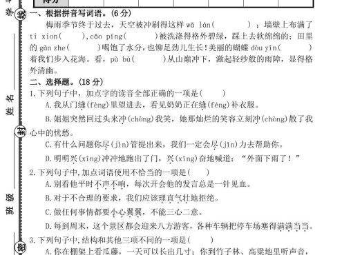 六上语文第五单元素养提优卷（含答案）