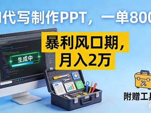 AI代写制作PPT,一单800+, 暴利风口期,月入2万【附工具】