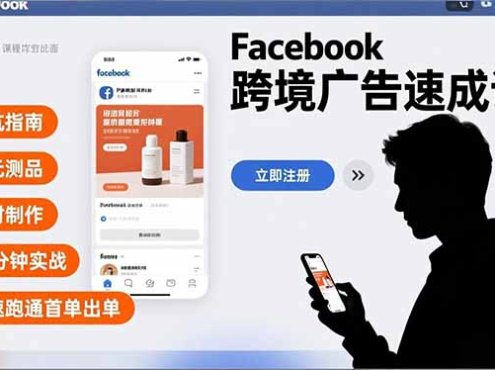 Facebook跨境广告速成课，避坑指南、百元测品、素材制作，30分钟实战，快速跑通首单出单
