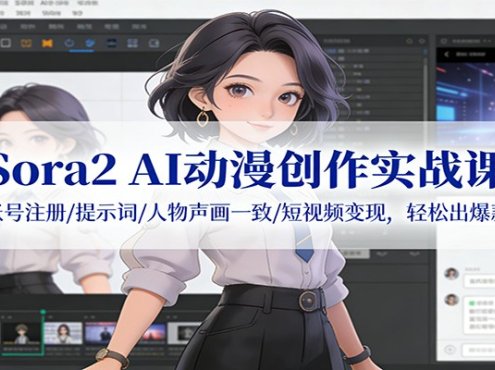 Sora2 AI动漫创作实战课:账号注册/提示词/人物声画一致/短视频变现,轻松出爆款