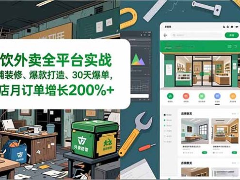 餐饮外卖全平台实战,店铺装修、爆款打造、30天爆单,手把手教学,单店月订单增长200%+