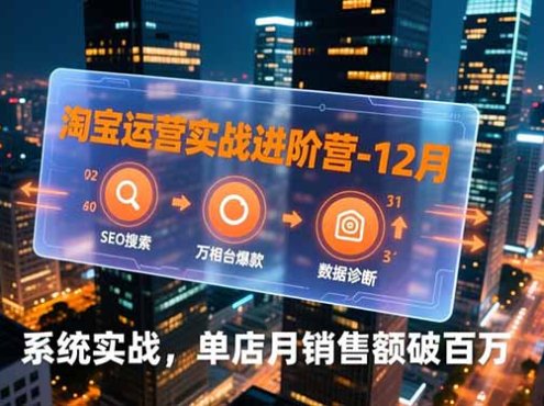 淘宝运营实战进阶营-12月:SEO搜索、万相台爆款、数据诊断,系统实战,单店月销售额破百万
