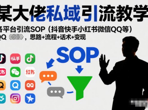 某大佬私域引流教学，各平台引流SOP(抖音快手小红书微信QQ等)，思路+流程+话术+变现