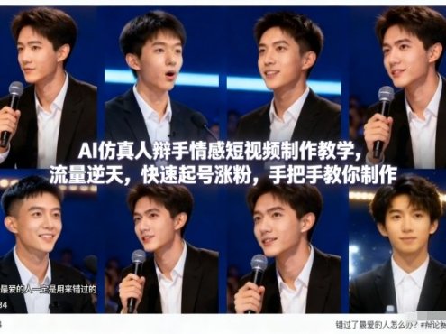 AI仿真人辩手情感短视频制作教学,流量逆天,快速起号涨粉,手把手教你制作